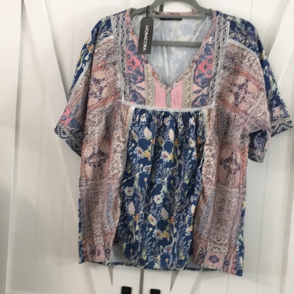 Noracora, Cotton Multicolored, short sleeve, Blouse. NWT - Picture 1 of 7